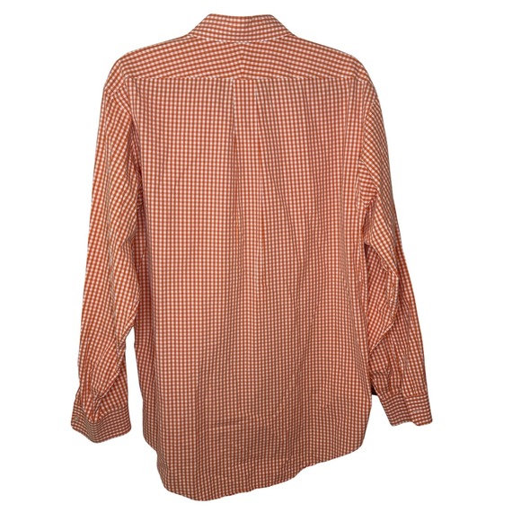 Lands End Mens Orange Gingham Button Down Shirt 16 1/2 34 Long Sleeve Casual - Picture 3 of 3